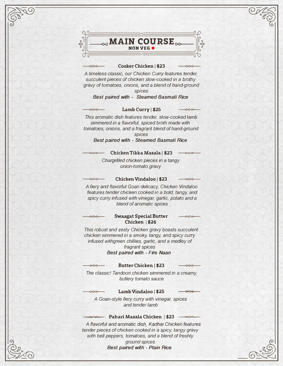 Swaagat food menu page 9